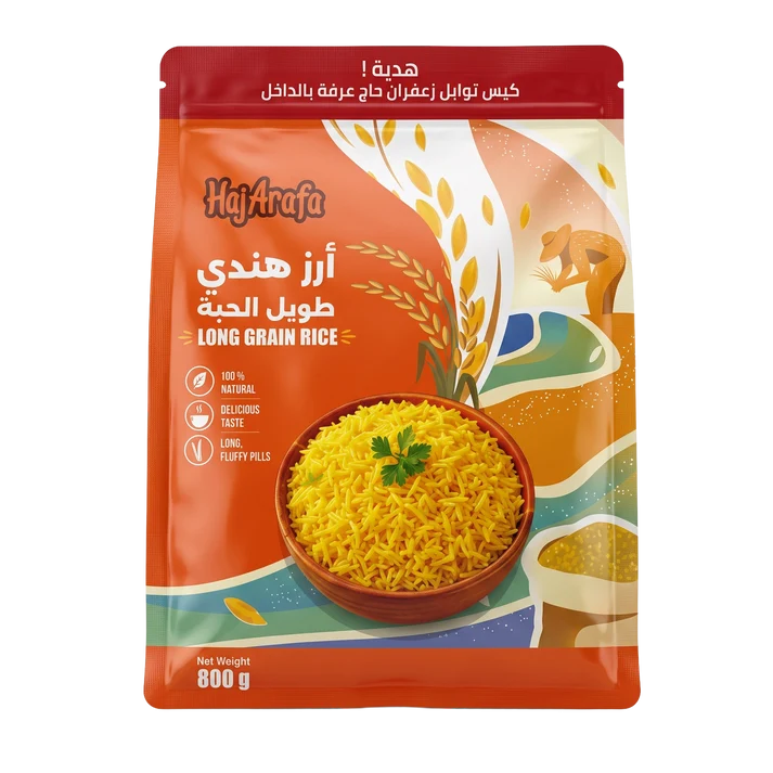 IndianRice_e15c9aa7-ca45-4160-a1b1-01b7c82c4e27 حاج عرفة أرز بسمتي هندي - 800 جرام - الصورة 1